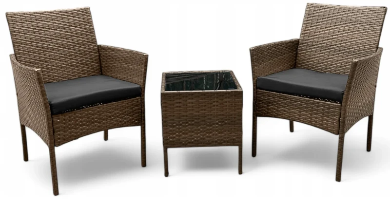 Zestaw mebli ogrodowych z technorattanu Saffa fotele + stolik Brąz jasny