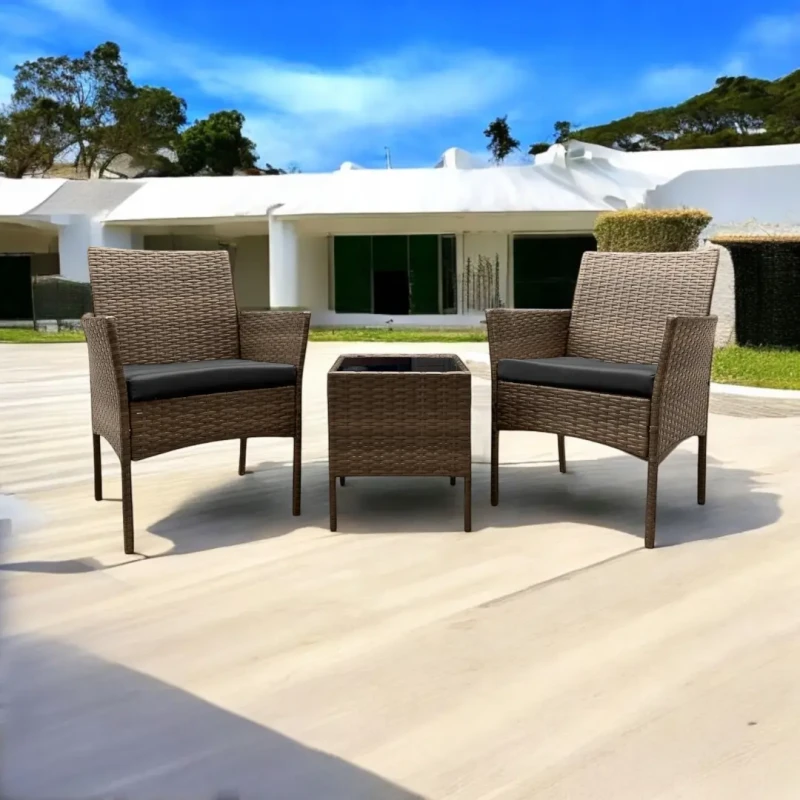 Zestaw mebli ogrodowych z technorattanu Saffa fotele + stolik Brąz jasny