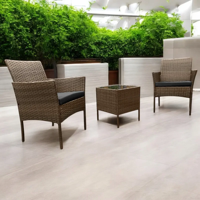 Zestaw mebli ogrodowych z technorattanu Saffa fotele + stolik Brąz jasny