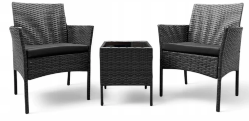 Zestaw mebli ogrodowych z technorattanu Saffa fotele + stolik Szary