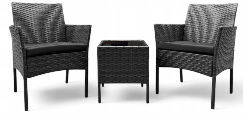 Zestaw mebli ogrodowych z technorattanu Saffa fotele + stolik Szary