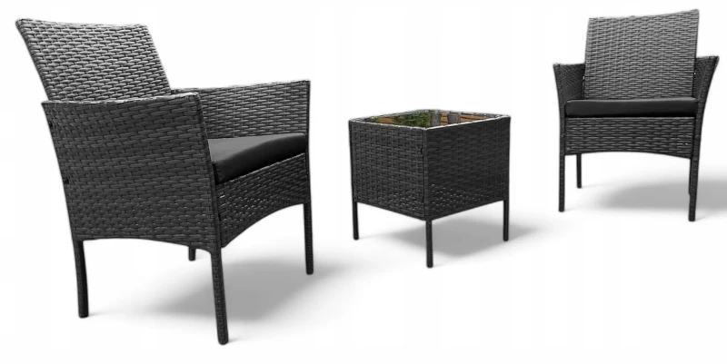 Zestaw mebli ogrodowych z technorattanu Saffa fotele + stolik Szary