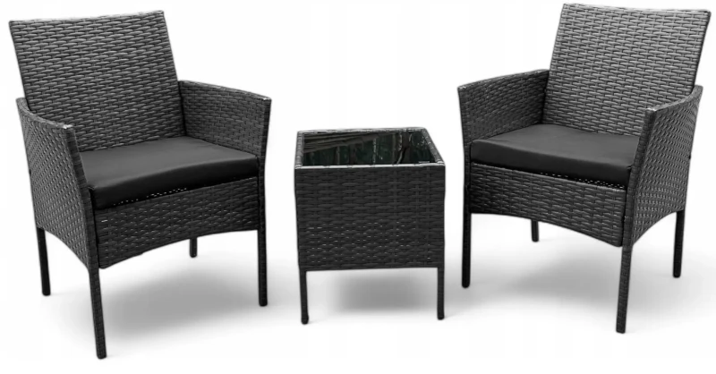 Zestaw mebli ogrodowych z technorattanu Saffa fotele + stolik Szary