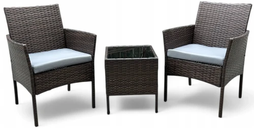 Zestaw mebli ogrodowych z technorattanu Saffa fotele + stolik Brąz