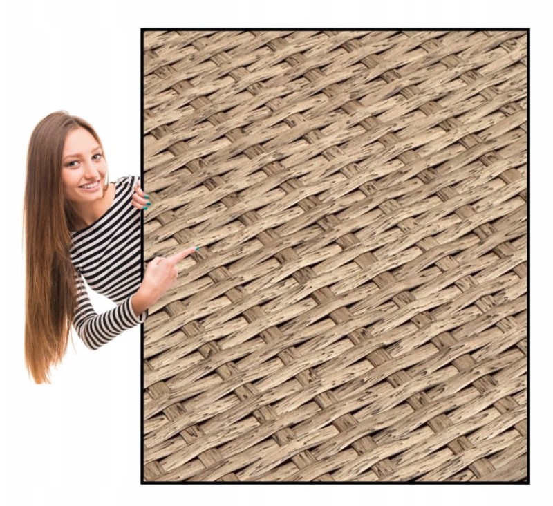 Narożnik ogrodowy z technorattanu dwustronny Ricoco + stolik Naturalny