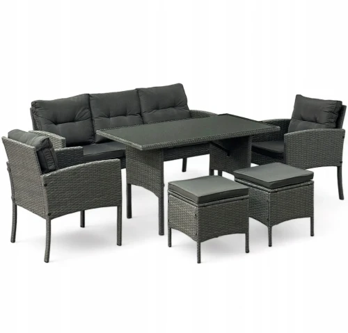 Zestaw mebli ogrodowych z technorattanu Puerto Szary