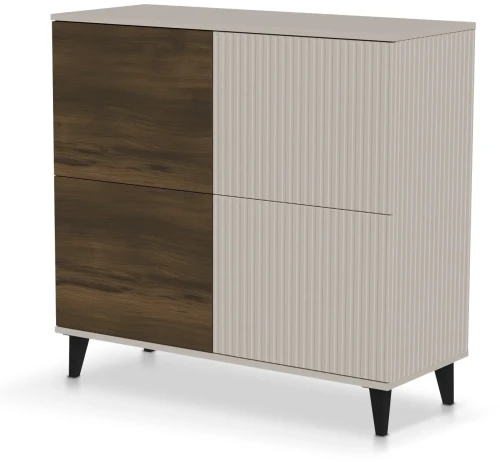 Komoda Random 2 na czarnych nóżkach do salonu 100 cm kaszmir/orzech