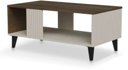 Stolik kawowy Random 2 z półką do salonu 92 cm kaszmir/orzech