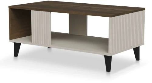 Stolik kawowy Random 2 z półką do salonu 92 cm kaszmir/orzech