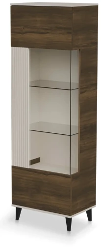 Witryna Random 2 z półkami do salonu 60 cm kaszmir/orzech