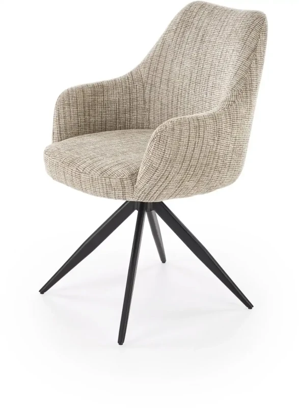 Krzesło tapicerowane K564 z funkcją obracania metalowe nogi do jadalni beżowy