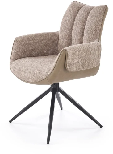 Krzesło tapicerowane K579 nowoczesne z obrotowym siedziskiem do jadalni gabinetu brązowy