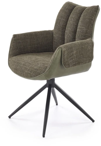 Krzesło tapicerowane K579 nowoczesne z obrotowym siedziskiem do jadalni gabinetu zielony