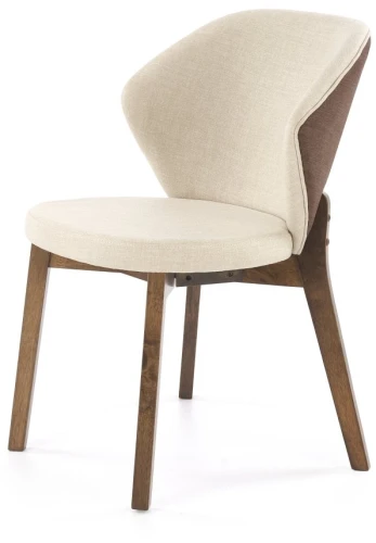 Krzesło tapicerowane K583 w stylu retro do jadalni orzechowy/brązowy/beżowy