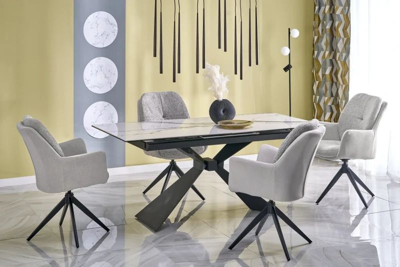 Stół rozkładany Luciano z ceramicznym blatem do jadalni 180-230 cm biały marmur