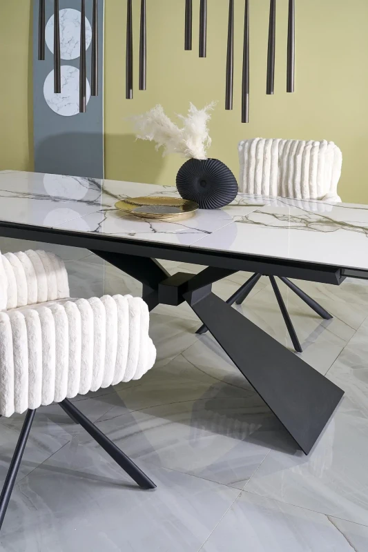 Stół rozkładany Luciano z ceramicznym blatem do jadalni 180-230 cm biały marmur