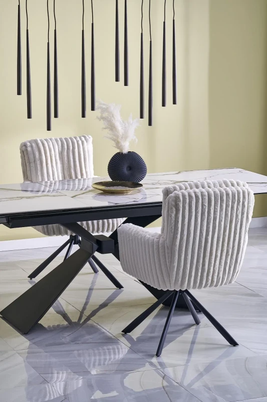 Stół rozkładany Luciano z ceramicznym blatem do jadalni 180-230 cm biały marmur