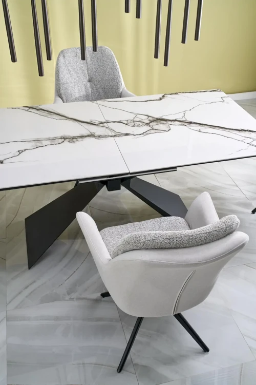 Stół rozkładany Luciano z ceramicznym blatem do jadalni 180-230 cm biały marmur