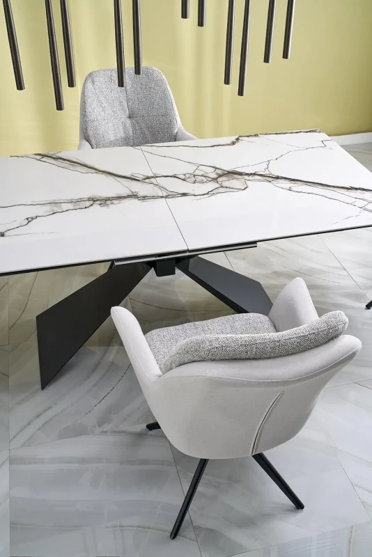 Stół rozkładany Luciano z ceramicznym blatem do jadalni 180-230 cm biały marmur