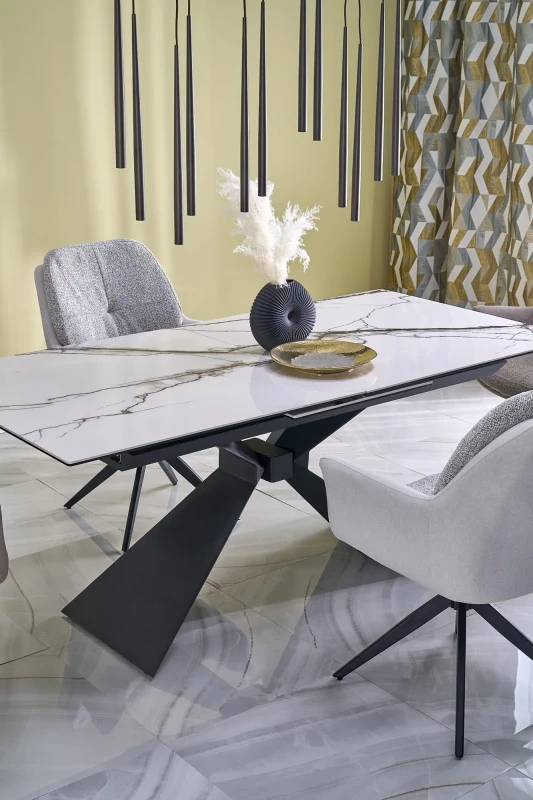 Stół rozkładany Luciano z ceramicznym blatem do jadalni 180-230 cm biały marmur