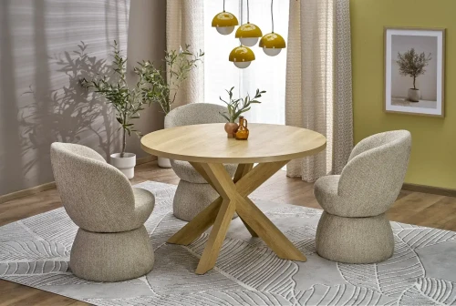 Stół okrągły Morus w stylu skandynawskim do jadalni 120 cm naturalny