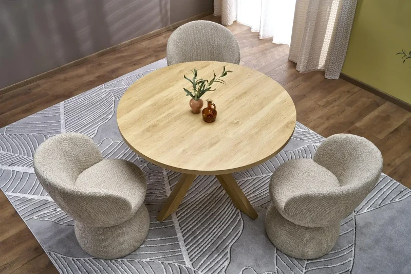 Stół okrągły Morus w stylu skandynawskim do jadalni 120 cm naturalny