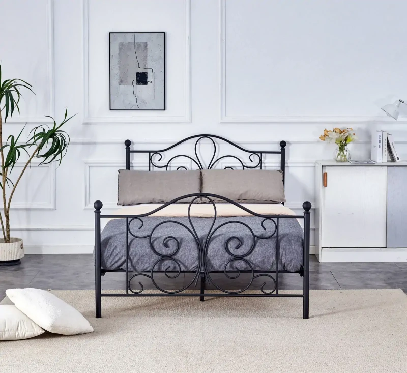 Łóżko metalowe podwójne Panama 140x200cm czarny