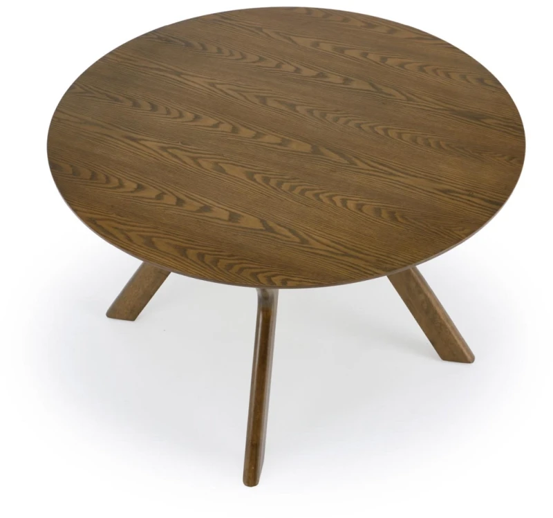 Stół okrągły Rupert na drewnianych nogach do jadalni 120 cm orzechowy