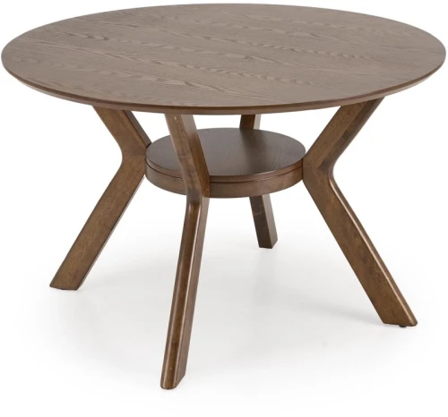 Stół okrągły Rupert na drewnianych nogach do jadalni 120 cm orzechowy