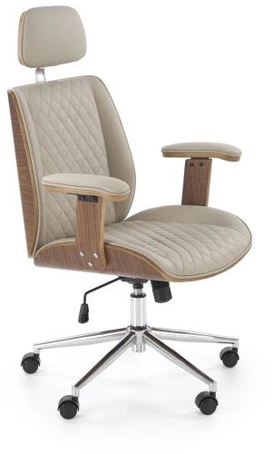 Fotel gabinetowy Timber obrotowy z mechanizmem TILT do biura orzechowy/beżowy