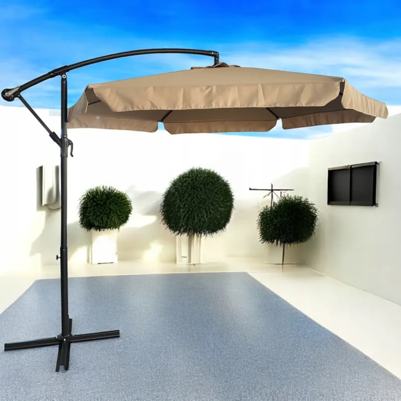 Parasol ogrodowy składany + pokrowiec Jasny brąz