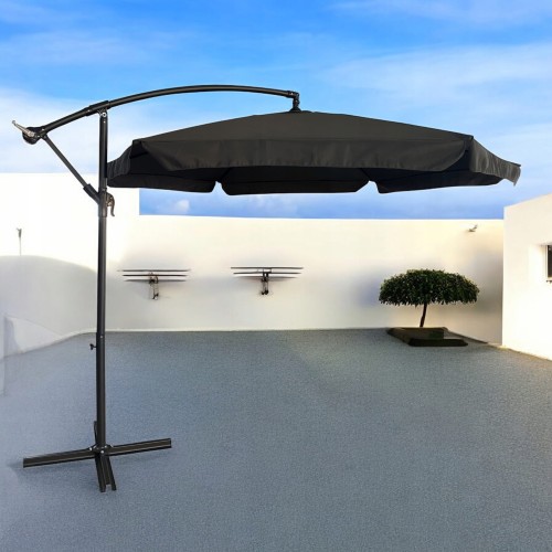 Parasol ogrodowy Merato składany z wysięgnikiem 350 cm + pokrowiec Szary