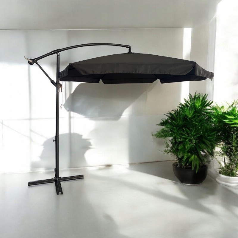 Parasol ogrodowy Merato składany z wysięgnikiem 350 cm + pokrowiec Szary