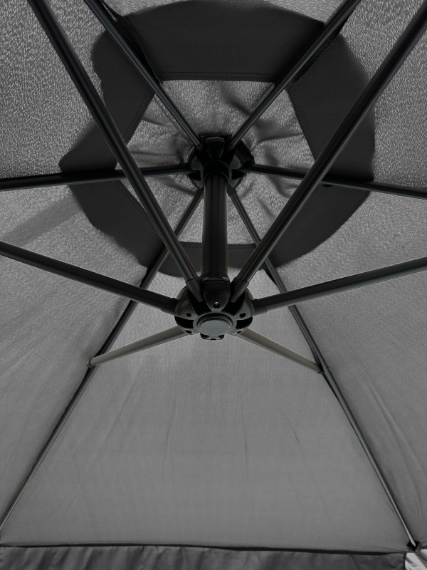 Parasol ogrodowy Merato składany z wysięgnikiem 350 cm + pokrowiec Szary