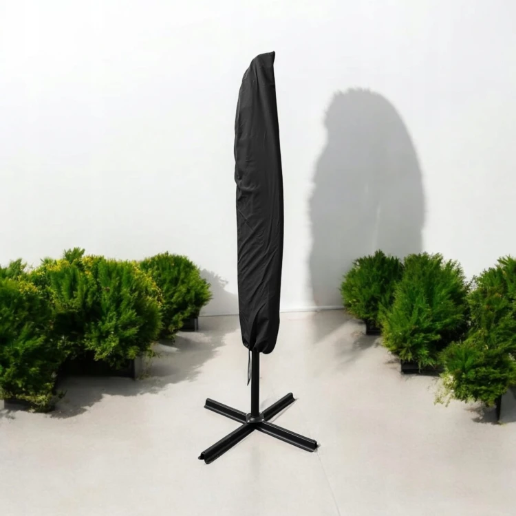 Parasol ogrodowy Merato składany z wysięgnikiem 350 cm + pokrowiec Szary