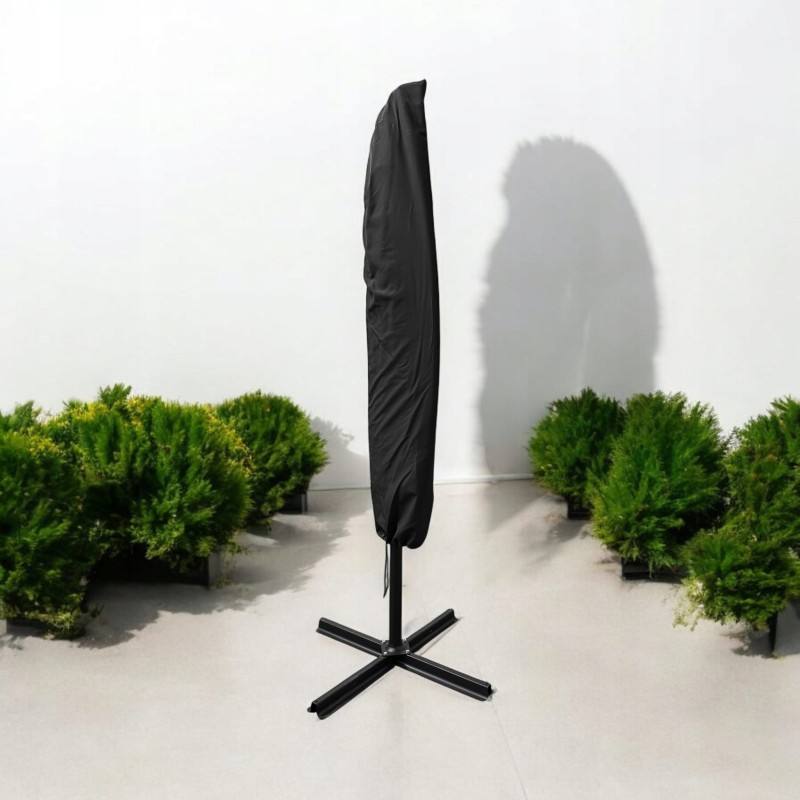 Parasol ogrodowy Merato składany z wysięgnikiem 350 cm + pokrowiec Szary