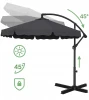 Parasol ogrodowy składany z wysięgnikiem 350 cm + pokrowiec Szary