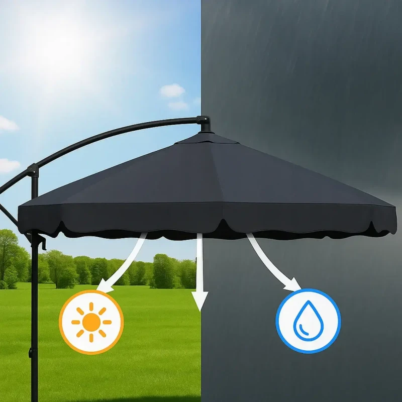 Parasol ogrodowy składany z wysięgnikiem 350 cm + pokrowiec Szary