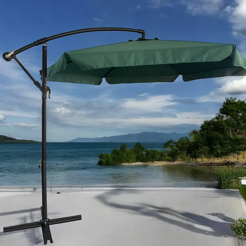 Parasol ogrodowy Merato składany z wysięgnikiem 350 cm + pokrowiec Zielony