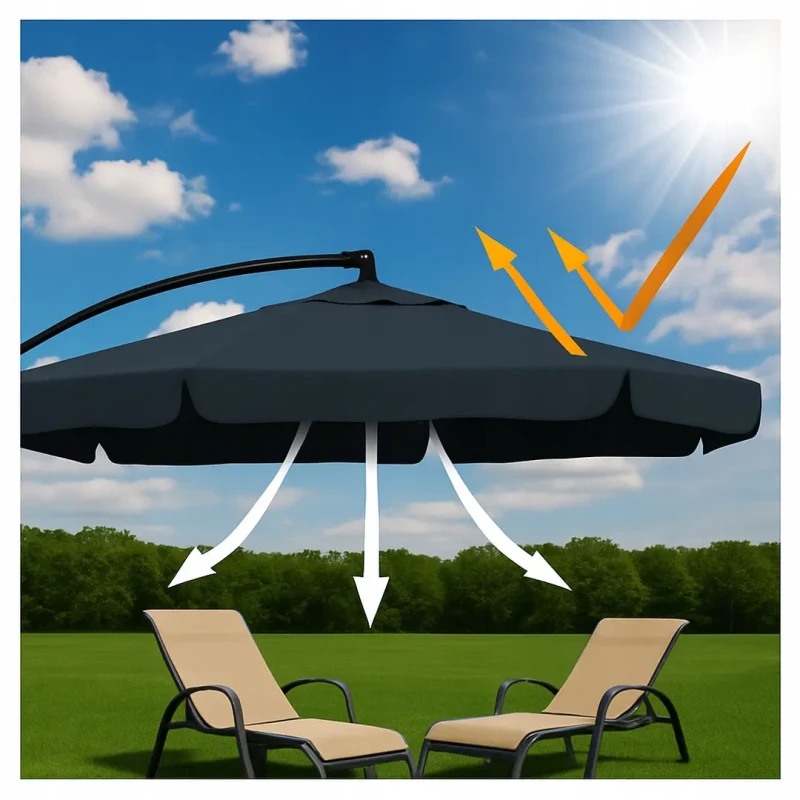 Parasol ogrodowy składany z wysięgnikiem 350 cm + pokrowiec Zielony