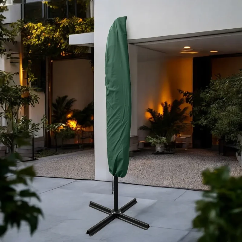 Parasol ogrodowy Merato składany z wysięgnikiem 350 cm + pokrowiec Zielony