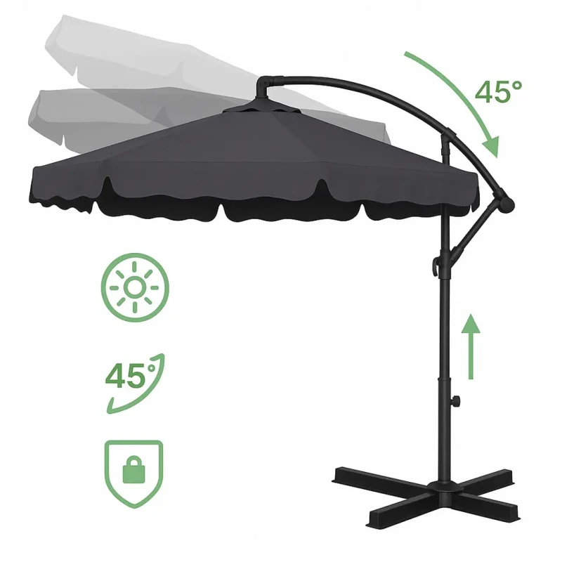 Parasol ogrodowy składany z wysięgnikiem 350 cm + pokrowiec