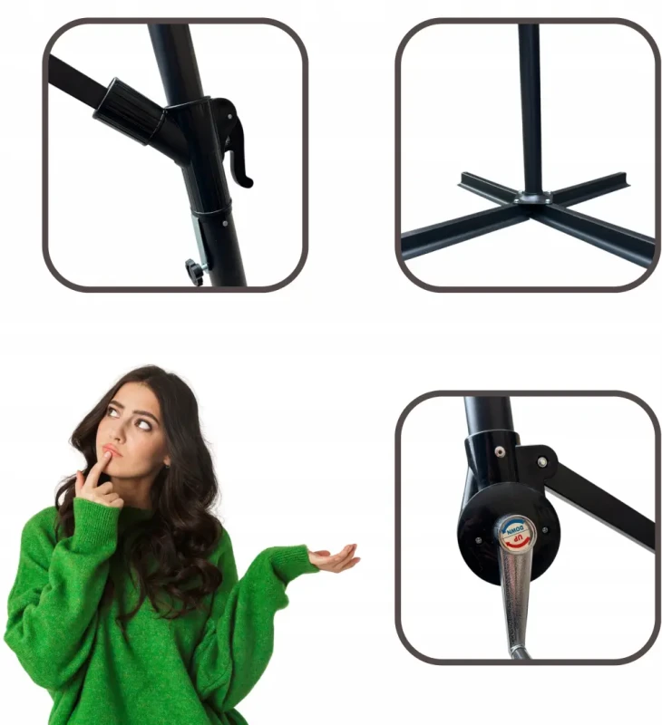 Parasol ogrodowy składany z wysięgnikiem 350 cm + pokrowiec