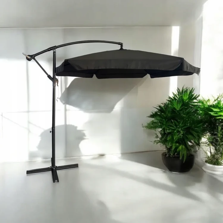 Parasol ogrodowy składany z wysięgnikiem 350 cm + pokrowiec Szary