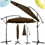 Parasol ogrodowy Merato składany z wysięgnikiem 350 cm + pokrowiec Brąz