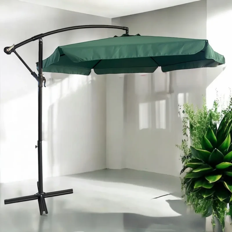 Parasol ogrodowy składany z wysięgnikiem 350 cm + pokrowiec Zielony