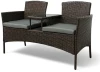 Zestaw mebli ogrodowych Twins z technorattanu sofa dwuosobowa + stolik Brąz