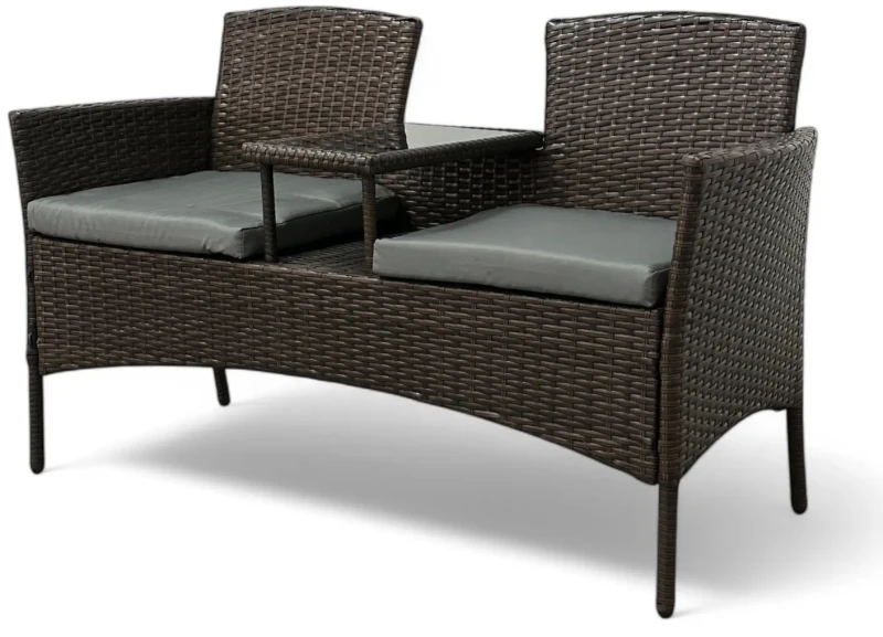 Zestaw mebli ogrodowych Twins z technorattanu sofa dwuosobowa + stolik Brąz