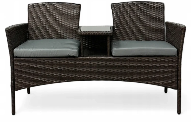 Zestaw mebli ogrodowych Twins z technorattanu sofa dwuosobowa + stolik Brąz