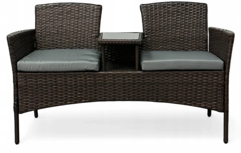 Zestaw mebli ogrodowych Twins z technorattanu sofa dwuosobowa + stolik Brąz